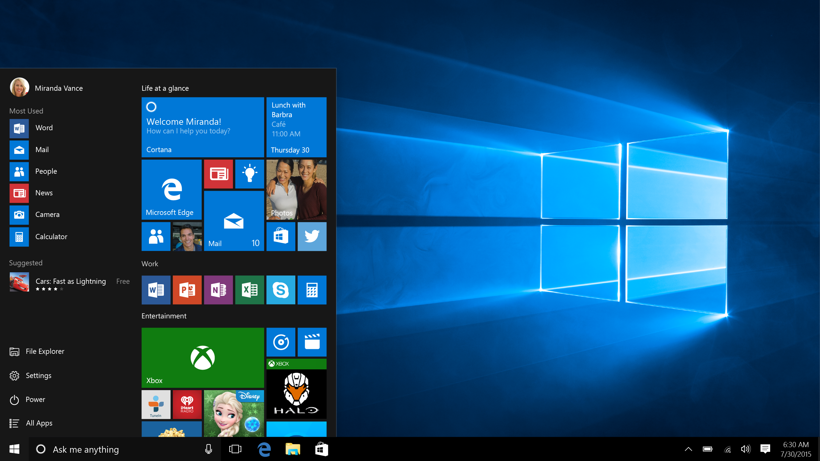 Startmenu in Windows 10