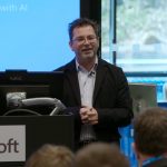 Kieran McCorry speaking at the Microsoft AI event