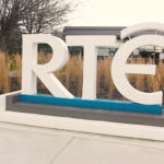 Image of a large RTE sign at their HQ