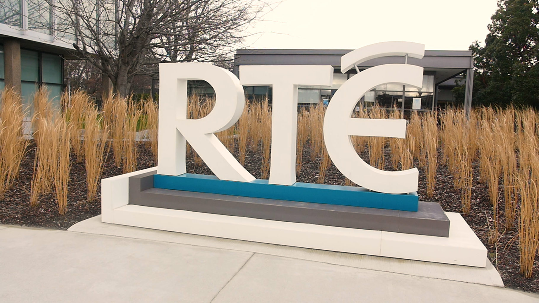 Image of a large RTE sign at their HQ