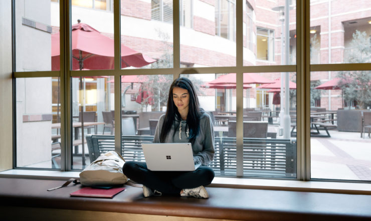 Woman working on her laptop