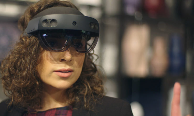 A woman wearing HoloLens