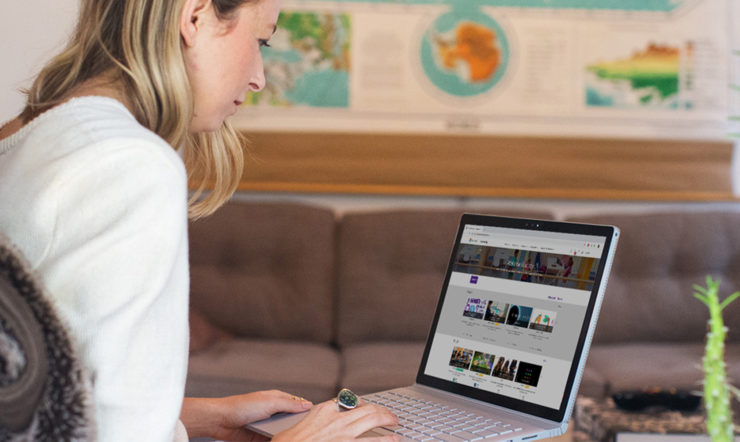 a woman using a laptop