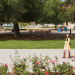 a group of people in a park