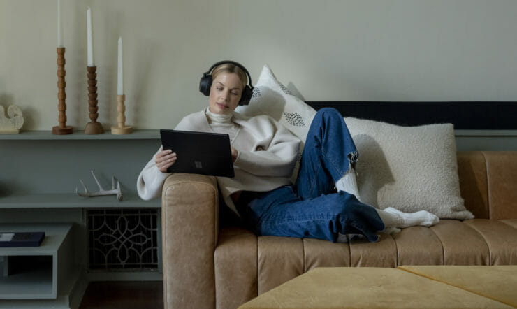 a person sitting on a couch