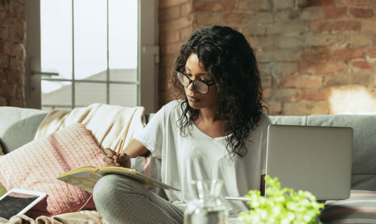 a person sitting on a table