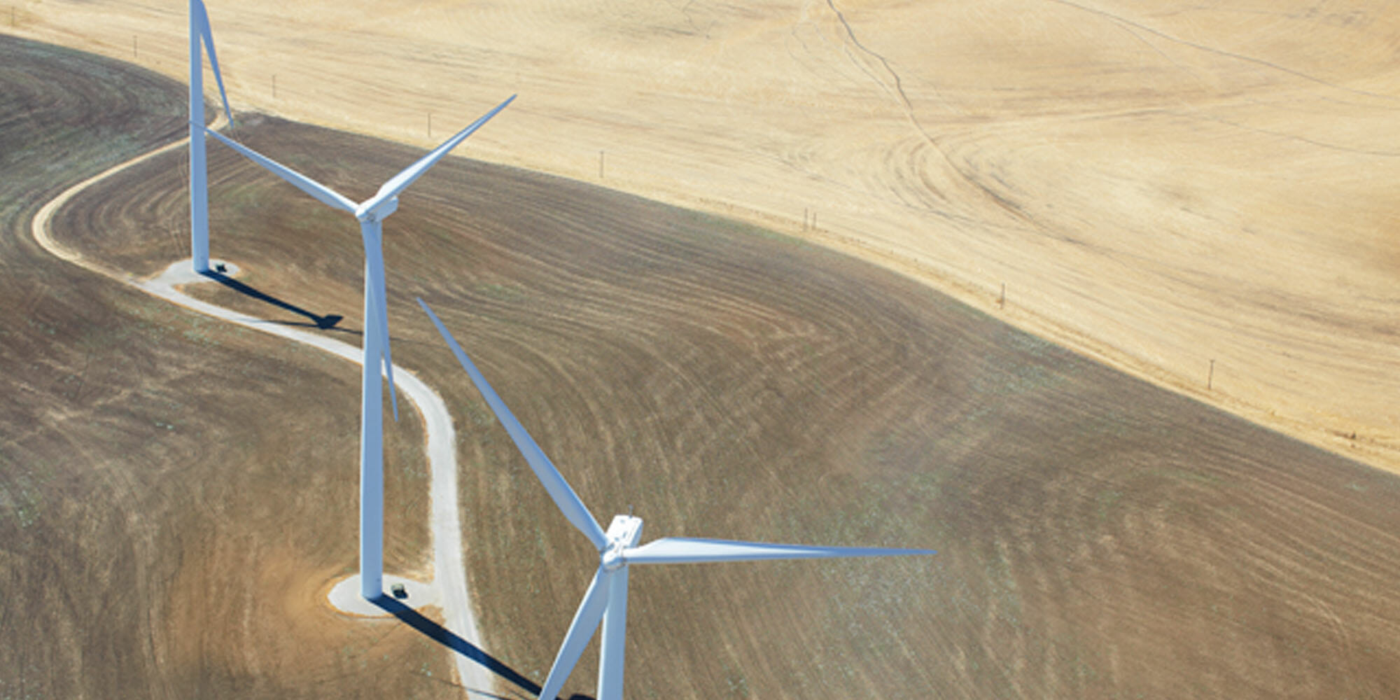 Industry Aerial view of windfarm