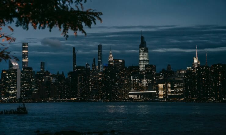 city skyline in the dark