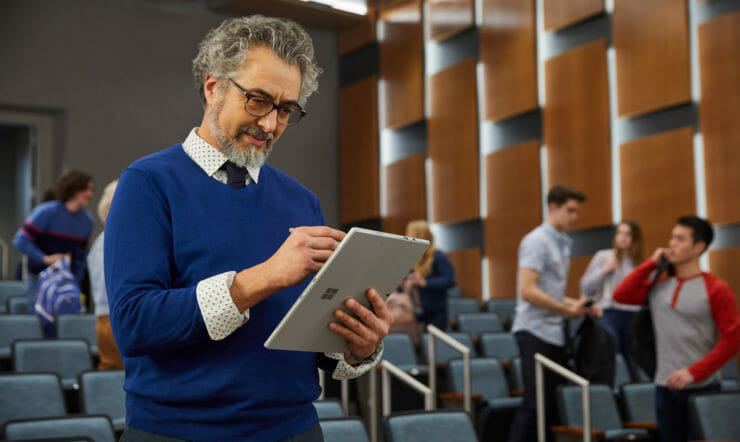 teacher looking on his surface