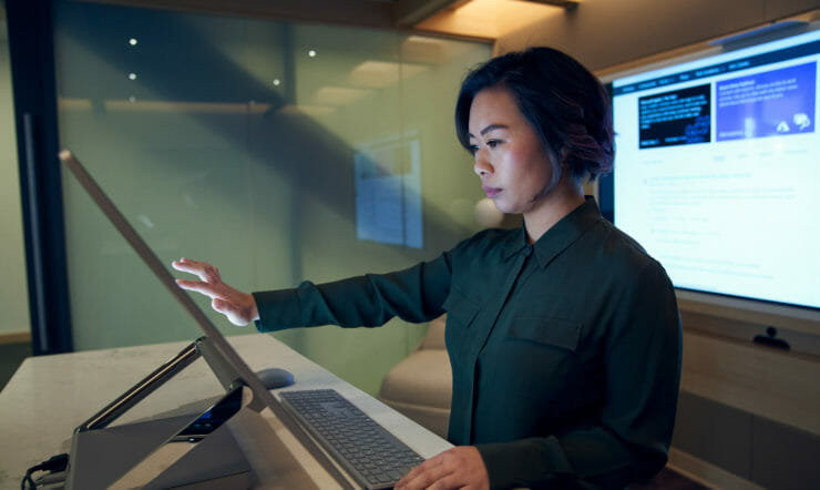 Woman looking at screen