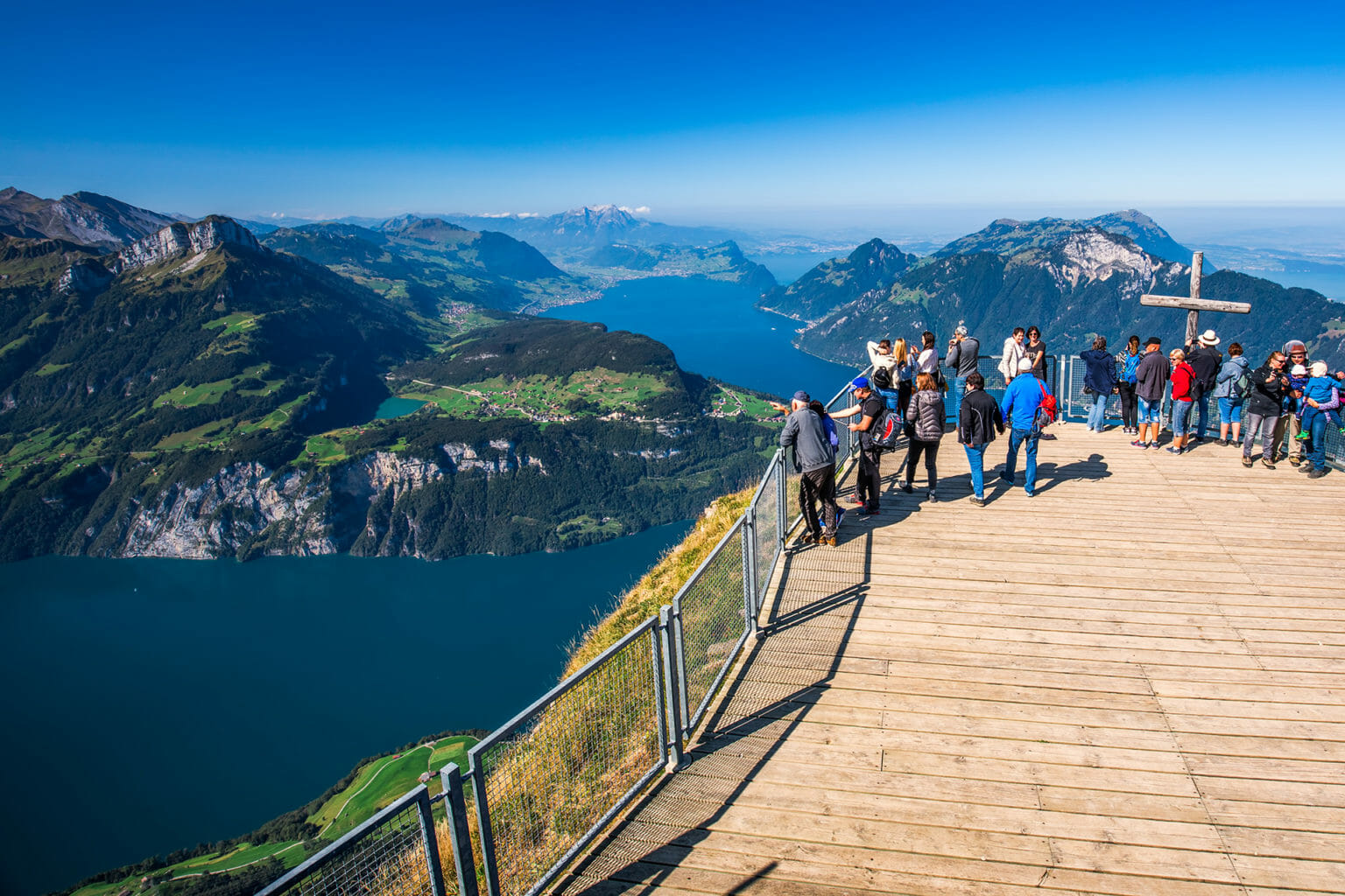 Fantastic view to Lake Lucerne with Rigi and Pilatus mountains,