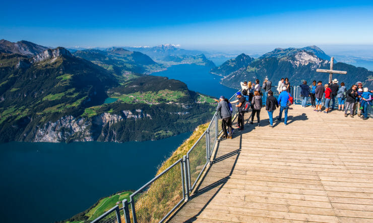 Fantastic view to Lake Lucerne with Rigi and Pilatus mountains,