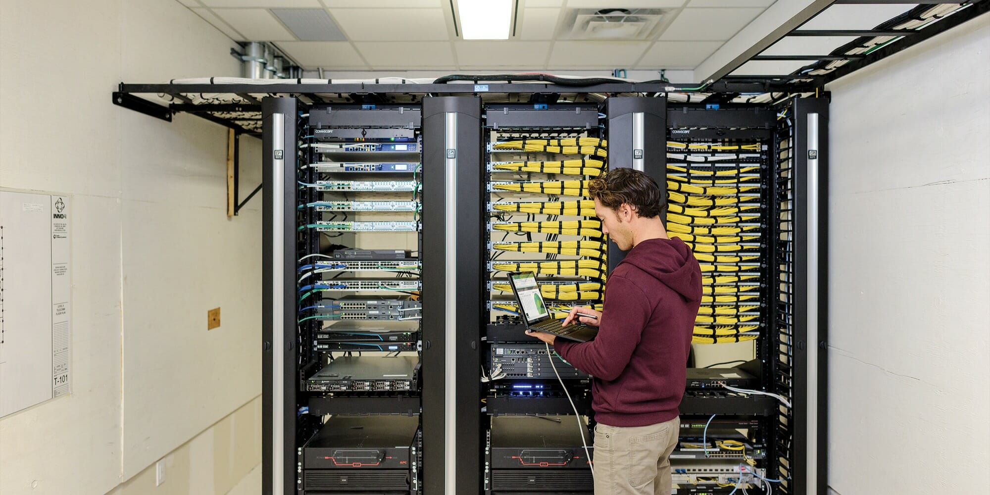 man working on servers