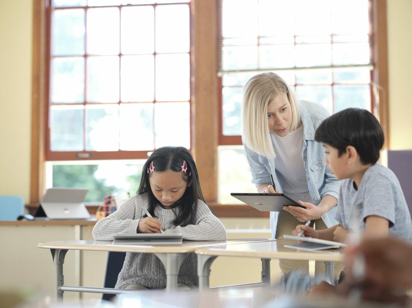 Teacher with students