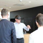 a man with a hololens