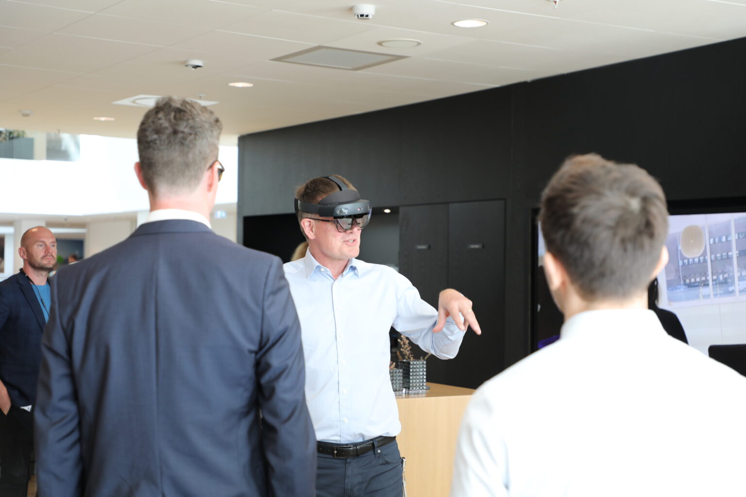 a man with a hololens