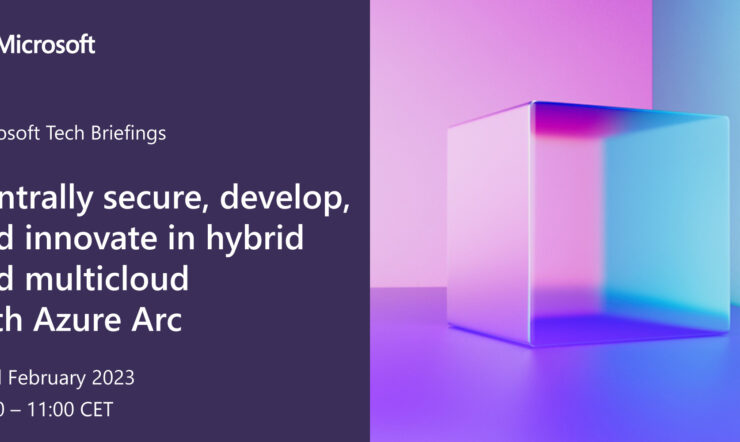 Event title with purple background and a graphic purple and blue kube