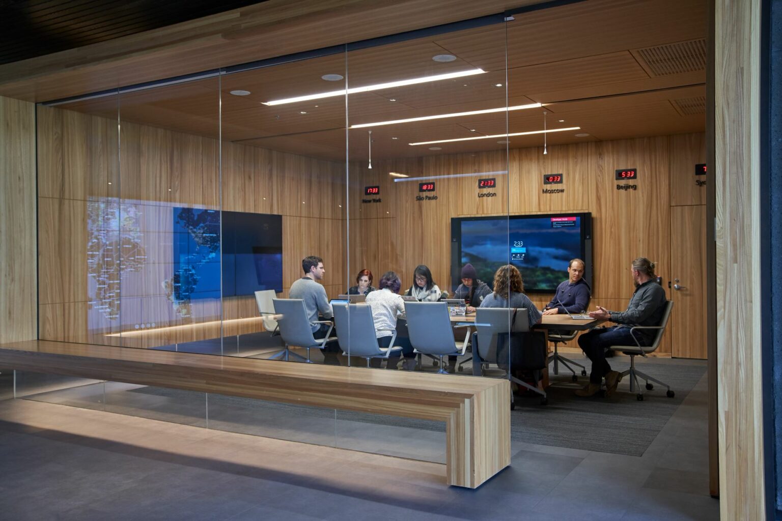 Group of people working in a meeting room
