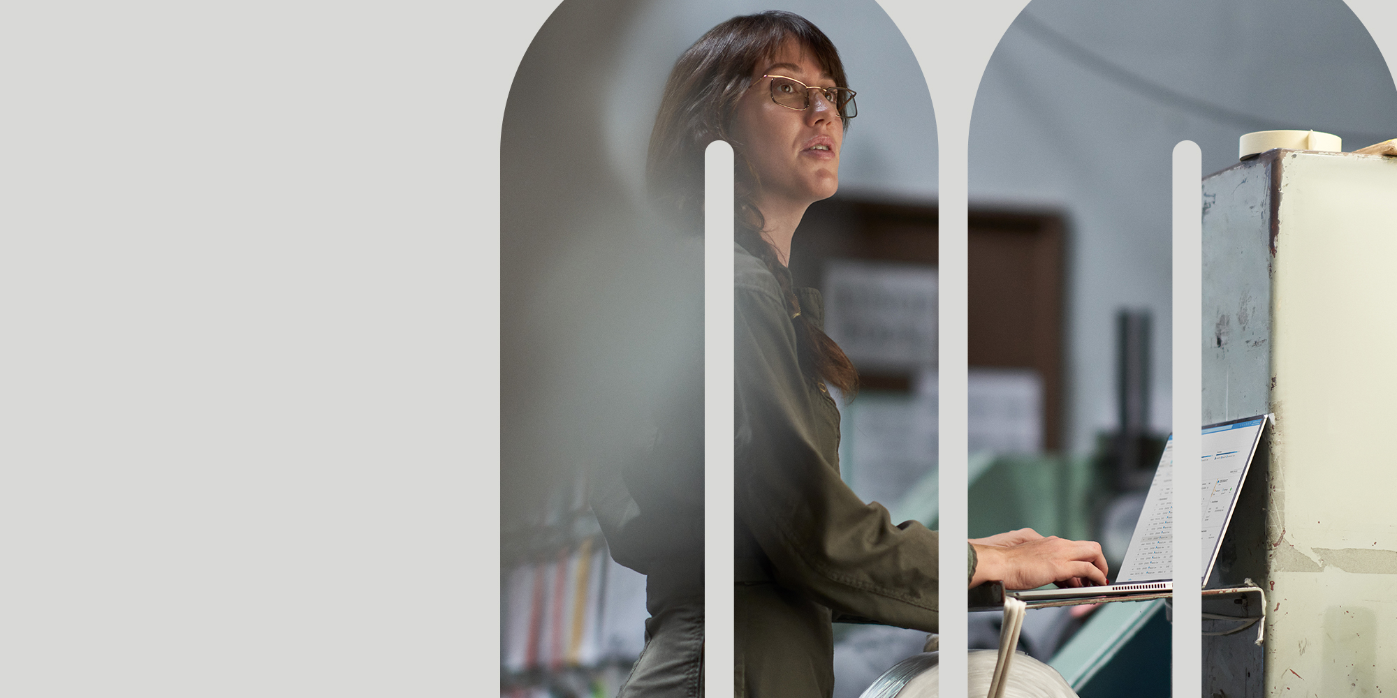 A woman working with a laptop