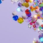 Colorful cubes on a purple background