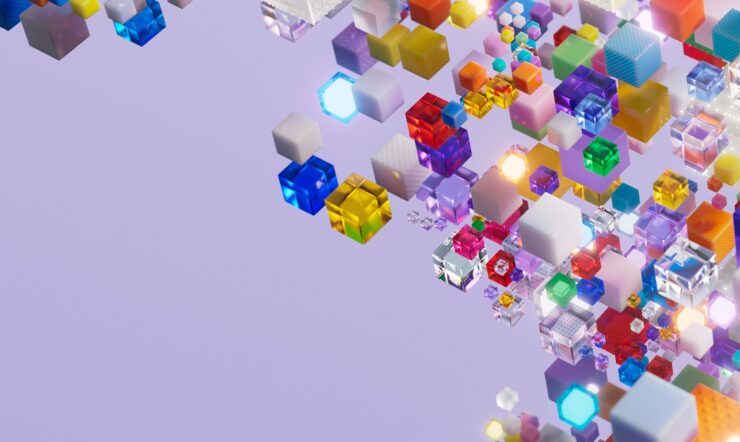 Colorful cubes on a purple background