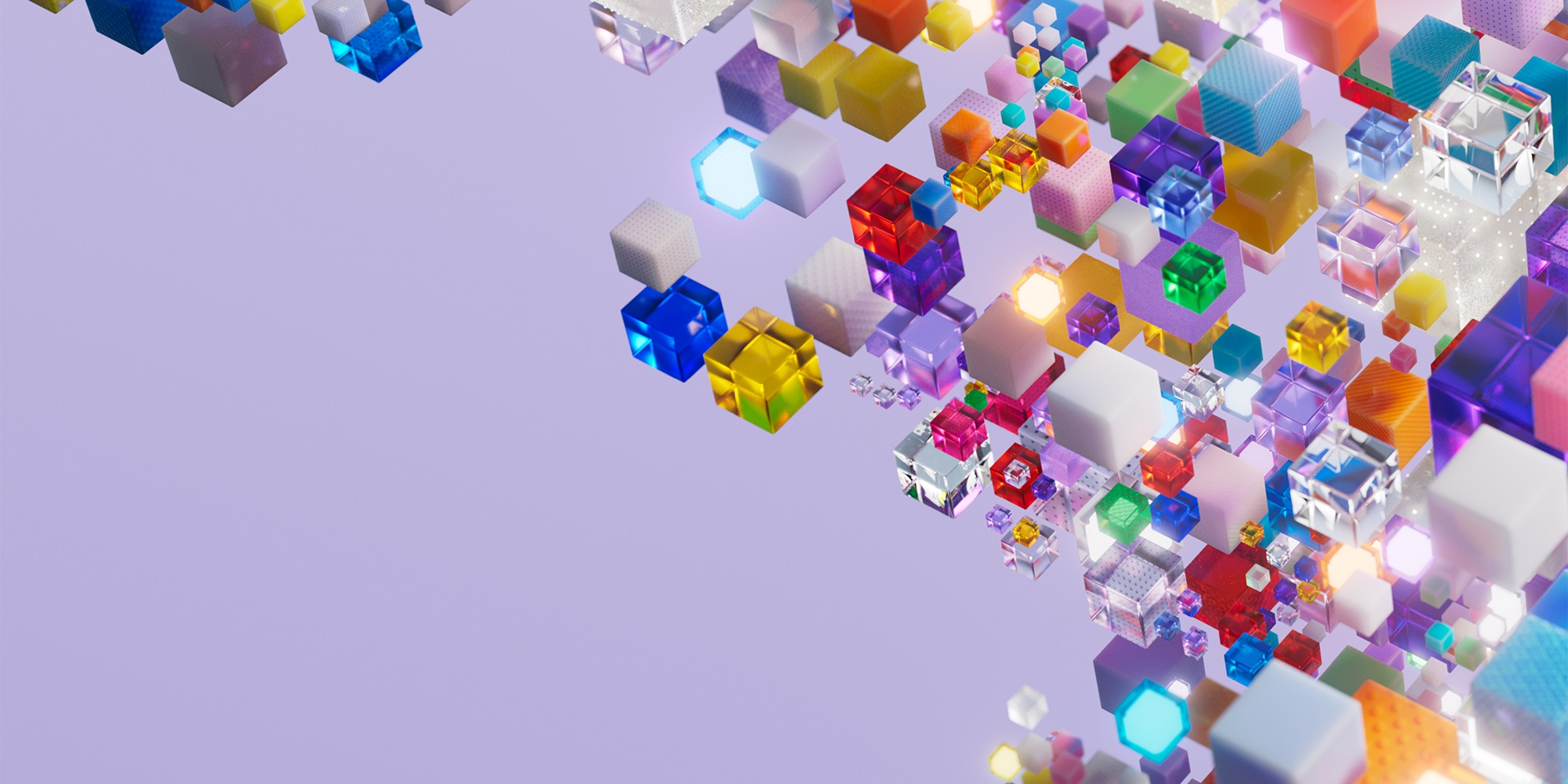 Colorful cubes on a purple background